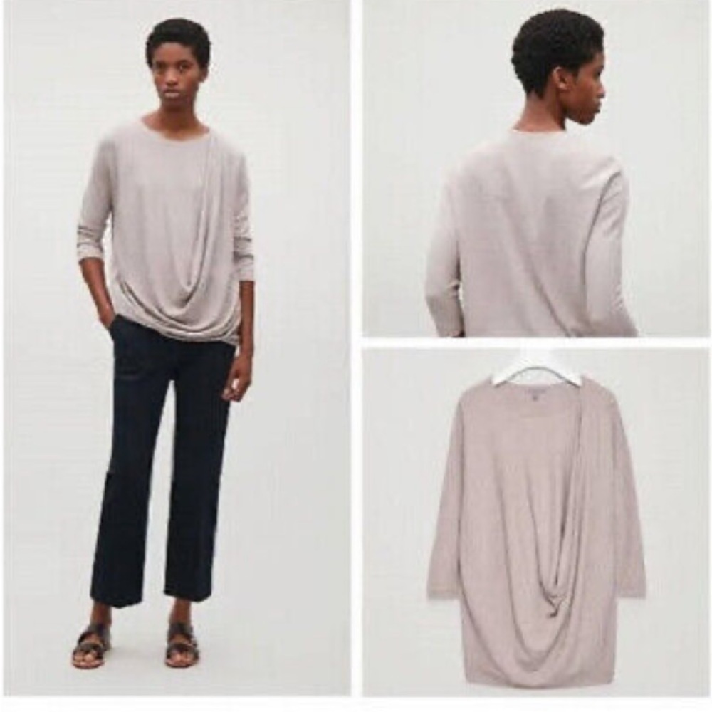 COS viscose knit Asymmetric Drape Elegant beige Women's Top casual Y2K lagenlook